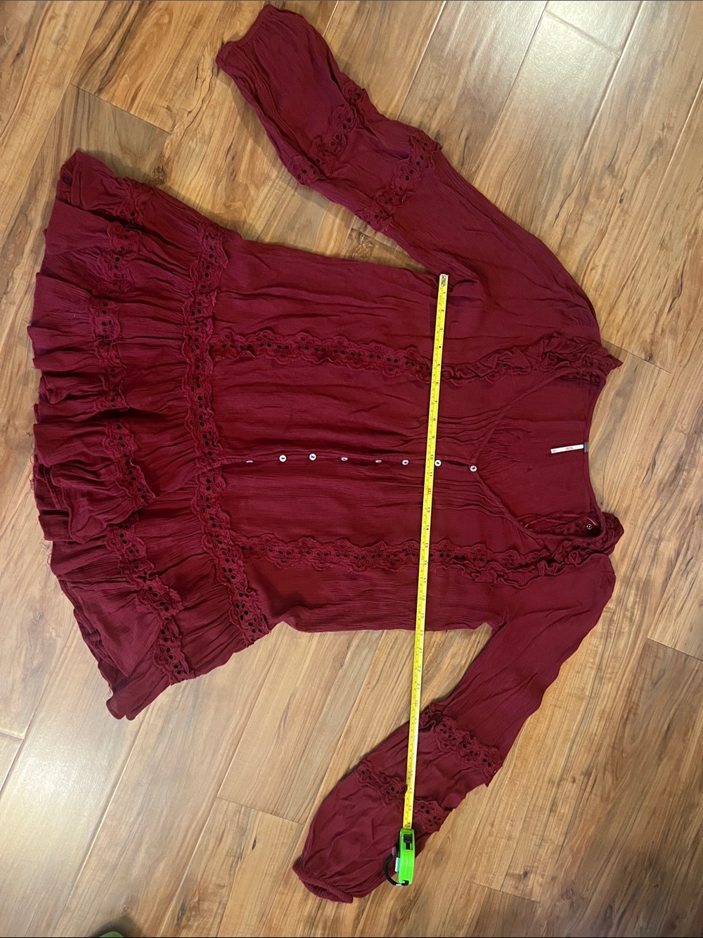 Free people Long-Sleeve Ruffle Button Front dress cottage core flowy boho